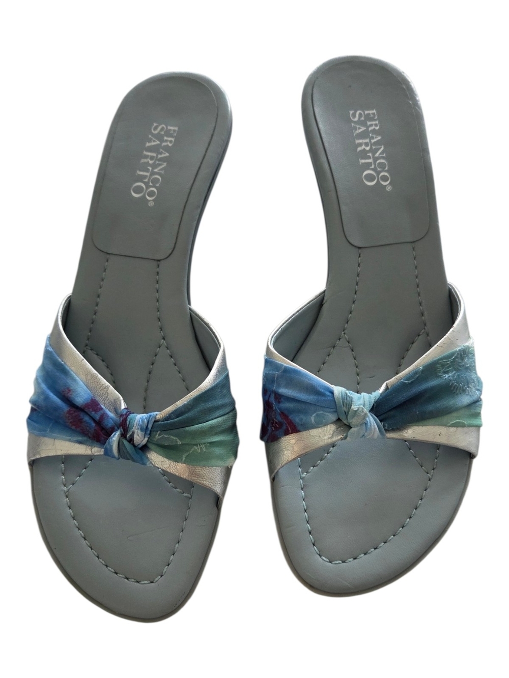 Franco Sarto Blue Knot-Front Kitten Heel Sandals